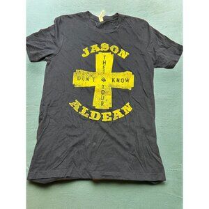 Jason Aldean They Don't Know Tour Shirt Navy Blue Yellow Graphic Canvas Size M